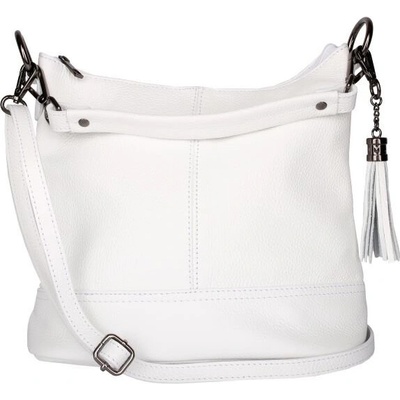 Talianske Biela talianska kožená crossbody kabelka Anita