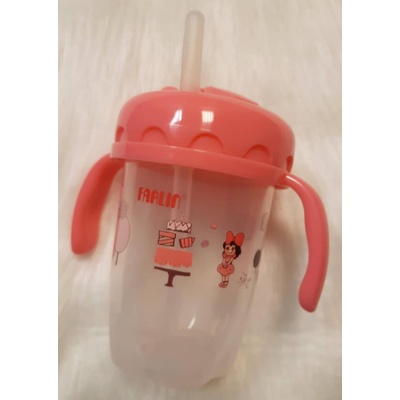 Farlin hrníček Gulu se slámkou 240 ml růžový