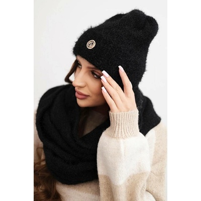 Fashionweek Dámská souprava s čepicí a nákrčníkem z měkké pleteniny K28 Černá