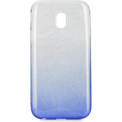 Forcell Блестящ Силиконов Калъф за Samsung J3 2017, Forcell Shining Case, Сребро/Син (5901737889669)