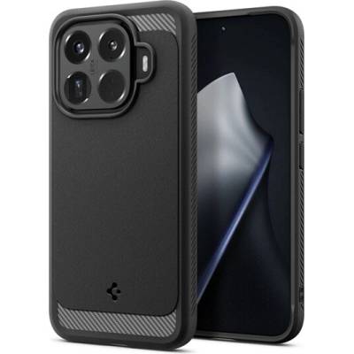 Spigen Rugged Armor silikónové puzdro na telefón pre Xiaomi 15T Pro, odolné proti nárazom, karbónový vzor, čierne ACS11152