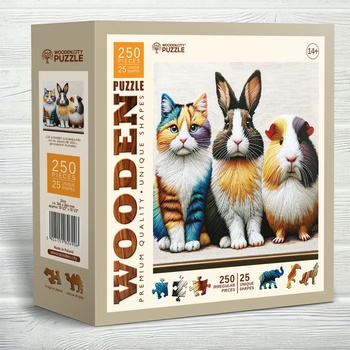 Wooden City - Puzzle Cat & Rabbit & Guinea Pig - 250 piese