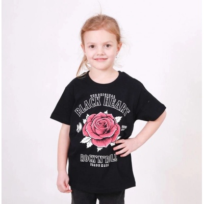 Black heart детска тениска black heart - rock n roll rose - ЧЕРНА - 12978
