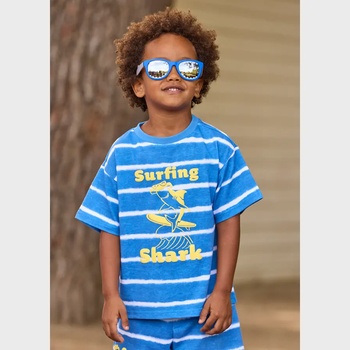 MAYORAL Тениска къс ръкав райе бяло и синьо акула за мини момче Mayoral