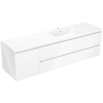 Mexen Orio шкаф за баня 160 см с мивка Otis дясна, 2S, 1D, бял гланц (91A13-16047-3-BBFFF00-W18P00)