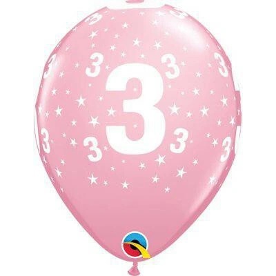 Qualatex Balóniky potlač číslo 3 ružový 11" 28 cm