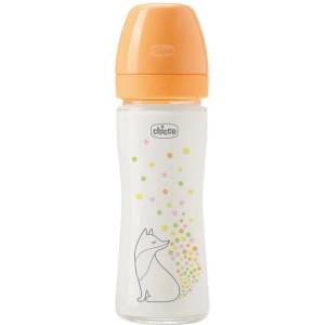 Chicco Бебешко стъклено шише Perfect Easy 240 ml slow силикон момиче 0m+ (20252.10)