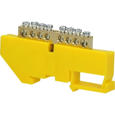 CB Elektro Zbernica zemniaca na DIN lištu (mostík prepojovací) 8 otvorov max 16mm2 žltá (ORNO)
