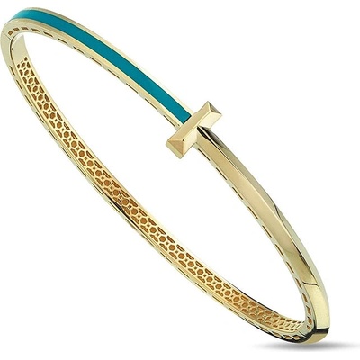 Lillian Vassago pevný zlatý náramek s tyrkysovým smaltem LLV98-GB006