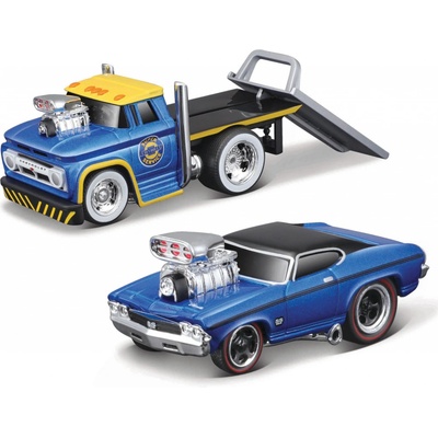 Maisto Muscle Transports 1966 Chevrolet C60 Flatbed 1969 Chevrolet Chevelle SS 396 1:64