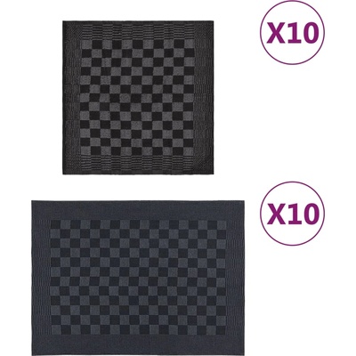 vidaXL Комплект кърпи от 20 части, черен и сив, памук (136286)