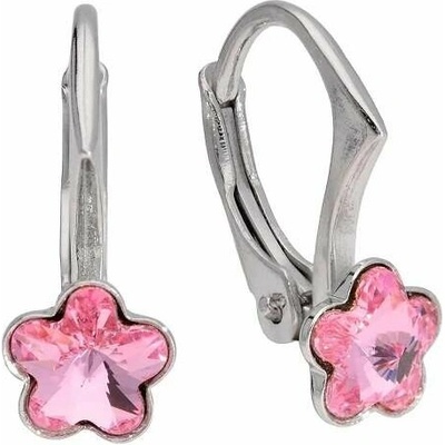Swarovski Elements Flower dětské stříbrné visací růžové kytičky květinky 31080.3 Light Rose růžová světlá