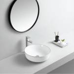 Inter Ceramic Мивка за баня ICB 875 SILVER EDGE, монтаж върху мебел, порцелан, бял + сребърен, 41.5x41.5x13.5см (875 SILVER EDGE)
