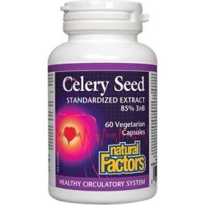 Natural Factors Подагра и високо кръвно налягане - Целина (семена) - Celery Seed 75 mg, 60 капсули Natural Factors (4515 NF)