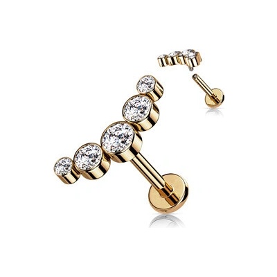 Šperky4U Zlacený piercing do brady se zirkony LB1113RD-1206