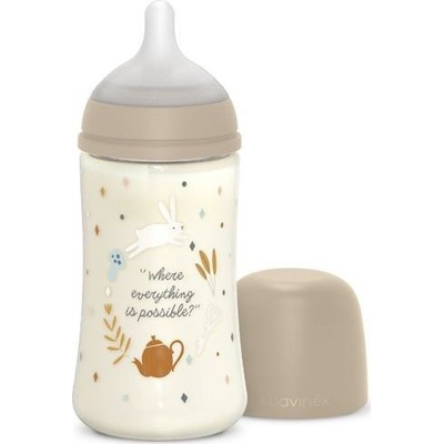 Suavinex Wonderland kojenecká láhev fyziologický průtok krémová 270 ml