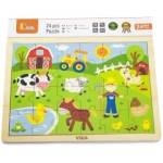 Vigan VIGA Wooden Puzzle Farm 24 Elements