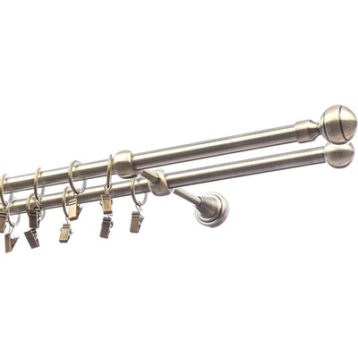 Garnyze-levne Kovová garnýže Koule Trio dvouřadá mosaz 16/16mm 300 cm