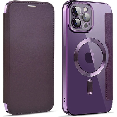 AppleMix Apple iPhone 11 Pro Max - Podpora MagSafe plast / umelá koža - fialové
