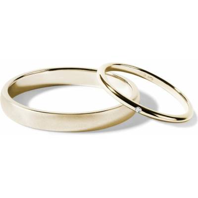 KLENOTA Sada snubních prstenů diamant a satin ve zlatě S0897203