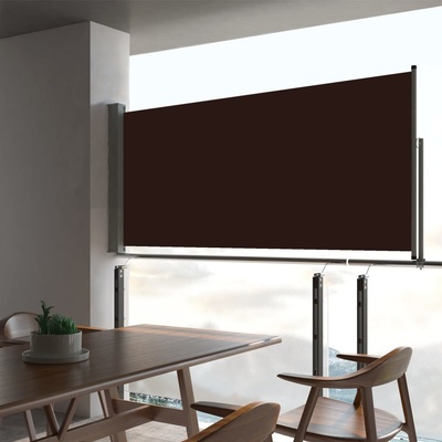 Petrashop Zatahovací boční markýza na terasu 60 x 300 cm hnědá Hnědá
