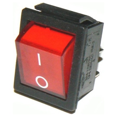 Prepínač kolískový 4pin 12V červený