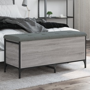 vidaXL Пейка за съхранение, сив сонома, 102x42x45 см, инженерно дърво (835150)