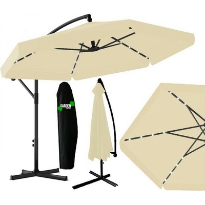 GEKO GAO1565 Zahradní slunečník Roma - béžový 3x3m s obalem a LED osvětlením