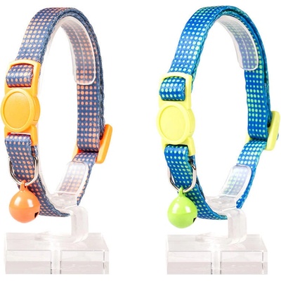 Duvo Plus - Регулируем нашийник за котки Retro dots, 20-30 см. със звънче/ два цвята