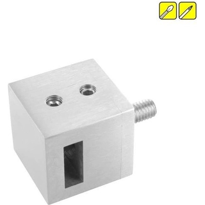 Feldmann Nerezový držiak prútovej výplne zábradlia - prútov pr.15x5 mm 50465 - 240A priebežný, na hranol, brus