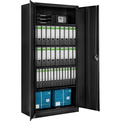 Tectake Kovová archivační skříň na spisy 5 přihrádek, černá,80 cm – Sleviste.cz