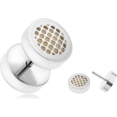 Šperky eshop ocelový fake piercing do ucha svítící ve tmě mřížka PC27.03