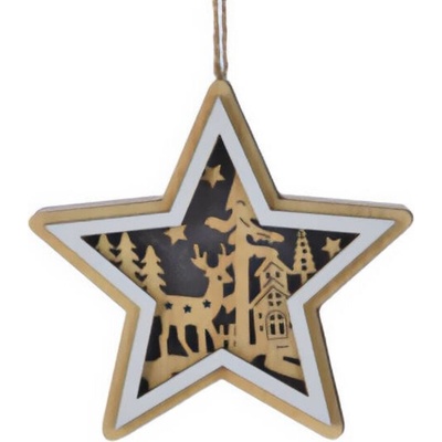 Home Styling Collection Dřevěná vánoční dekorace k zavěšení 12 cm