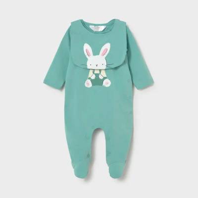 Mayoral Гащеризон дълъг и лигавник зайче в синьозелен цвят за новородено момче Mayoral