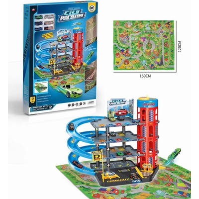 RKToys Vícepatrové dětské parkoviště s podložkou a autíčky