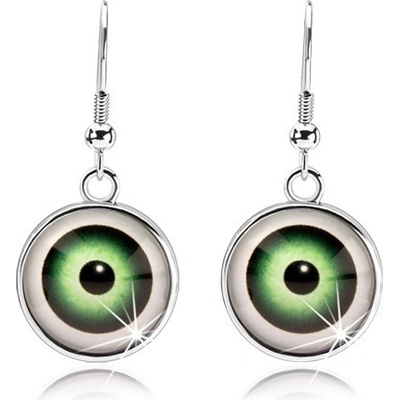 Šperky eshop cabochon vypouklé čiré sklo oko barvy s bílým lemem SP69.20 zelené