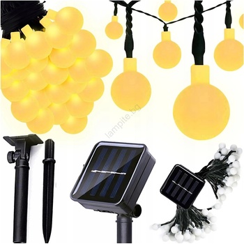 SmartLED Соларен LED декоративен гирлянд - 50 LED / 8 режима, 500 mAh, 9, 5 m, IP67, топла бяла (SD0051)