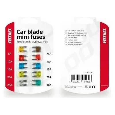 AMIO autopojistky 10ks blistr Mini