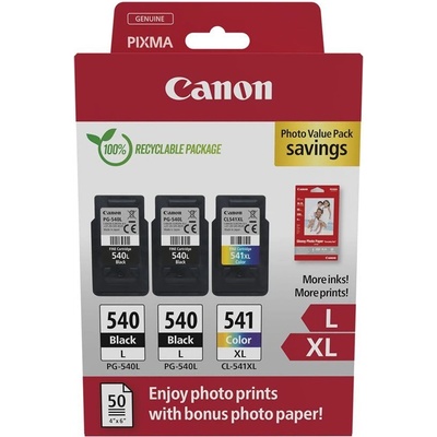 Комплект 3бр. мастилени касети Canon PG-540L x2 / CL-541XL Photo Value Pack 5224B015AA
