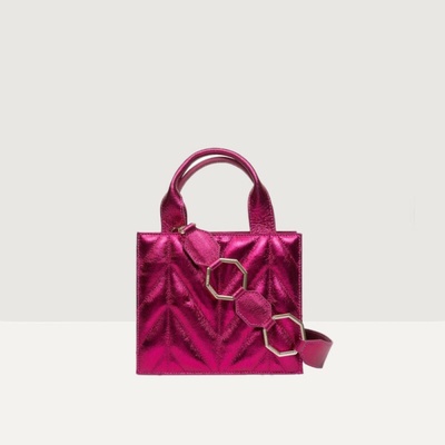 Anna Virgili IRAMA dámská kožená mini bag FUCSIA LESKÁ