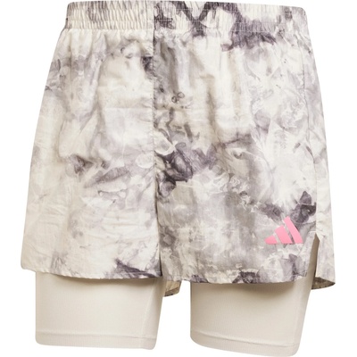 adidas Дамски шорти за бягане Adidas Women's Own The Run Spray Dye 2in1 Short Running shorts - Orbit Grey / Black - размер XS (112-3883-0112)