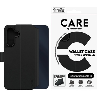Panzer Калъф Care by PanzerGlass за Samsung Galaxy A26 5G, Feature Wallet, Kickstand, Черен