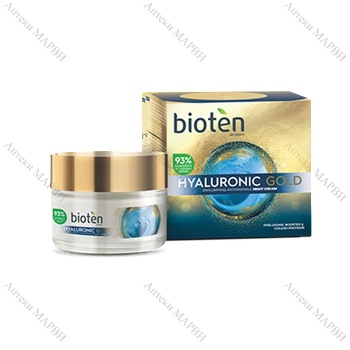 Image 1 of Bioten Cosmetics Hyaluronic Gold Уплътняващ нощен крем 50мл