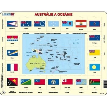 Larsen Austrálie a Oceánie mapa a vlajky 70 dielov