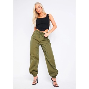 Missy Empire Cuff Toggle Cargo Trouser - Khaki