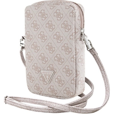 Guess PU 4G Triangle Logo Wallet Phone Bag Zipper růžové