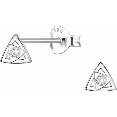 Nefertitis 34407 Stříbrné náušnice pecky se zirkony TRIANGLE NF61020 5 mm, 0,56 g
