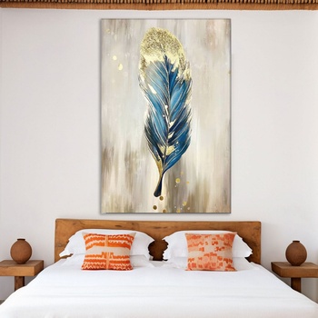 Decono Картина Перо в Синьо и Златно