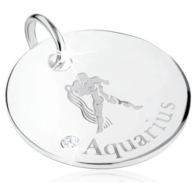 Šperky eshop Stříbrný 925 přívěsek znamení zvěrokruhu Vodnář čirý zirkon SP41.26
