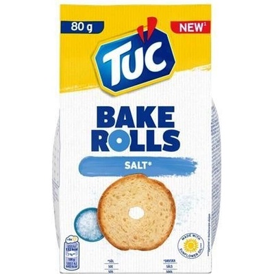 Chrumkavé chlebíčkové chipsy TUC Bake Rolls slané 80 g